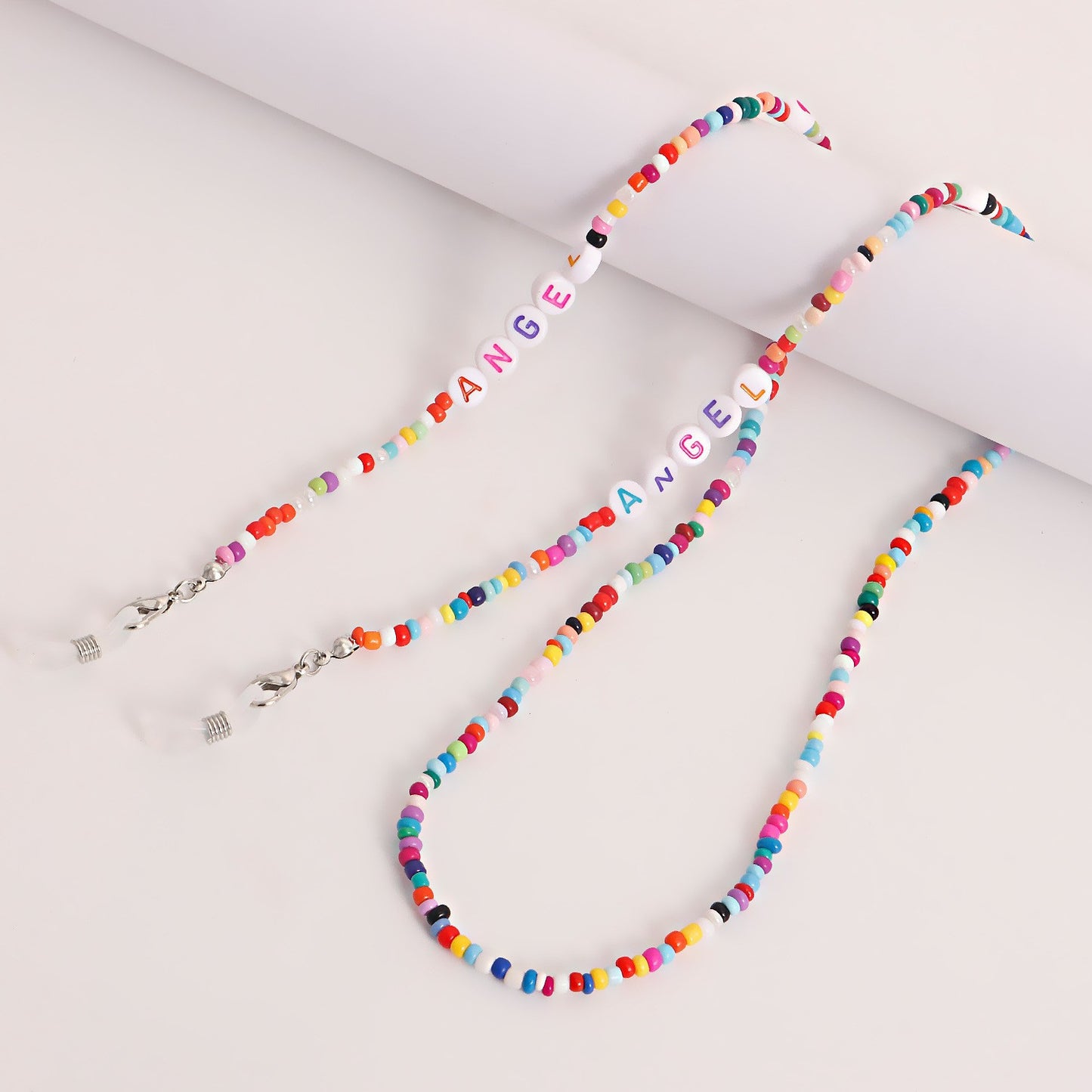 Bohemian Letter LOVE Colorful Glass Beads Eyeglass Chain and Mask Holder