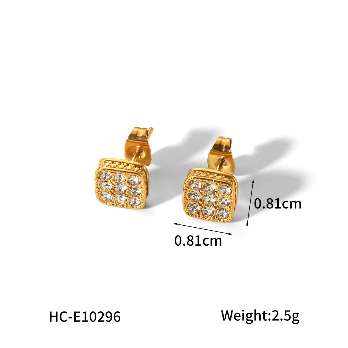 Orecchini a stella geometrici in acciaio inossidabile con intarsi di strass per donna, placcati in tonalità oro 18 carati, orecchini a perno minimalisti e alla moda