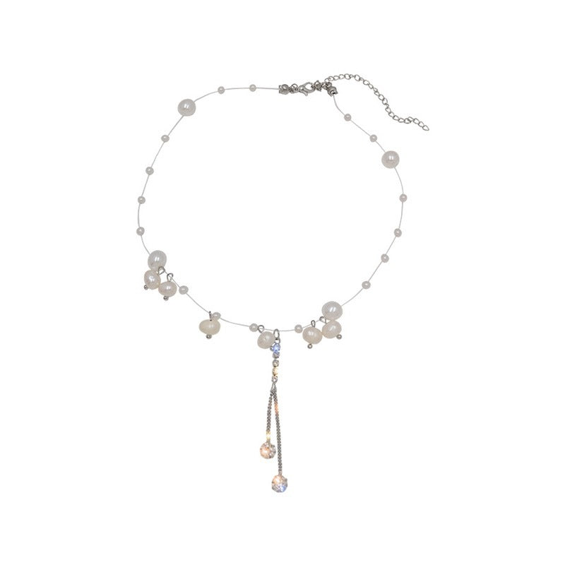 Collana Pendente Geometrica Minimalista da Donna in Acciaio al Titanio con Intarsi di Strass e Finitura Placcata, Elegante Collana a Catena per Clavicole