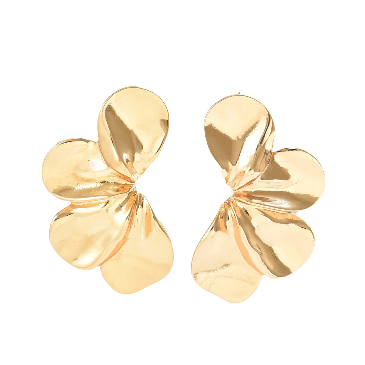 Fashionable OL Style Floral Five-Petal Flower Earrings for Women Made of Zinc Alloy with Electroplated Finish