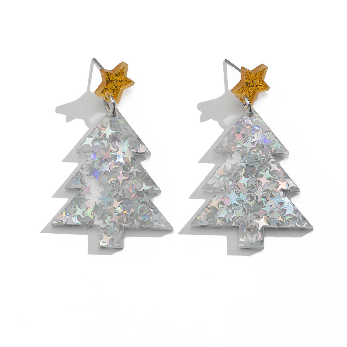 Colorful Christmas Tree Geometric Acrylic Stud Earrings for Women