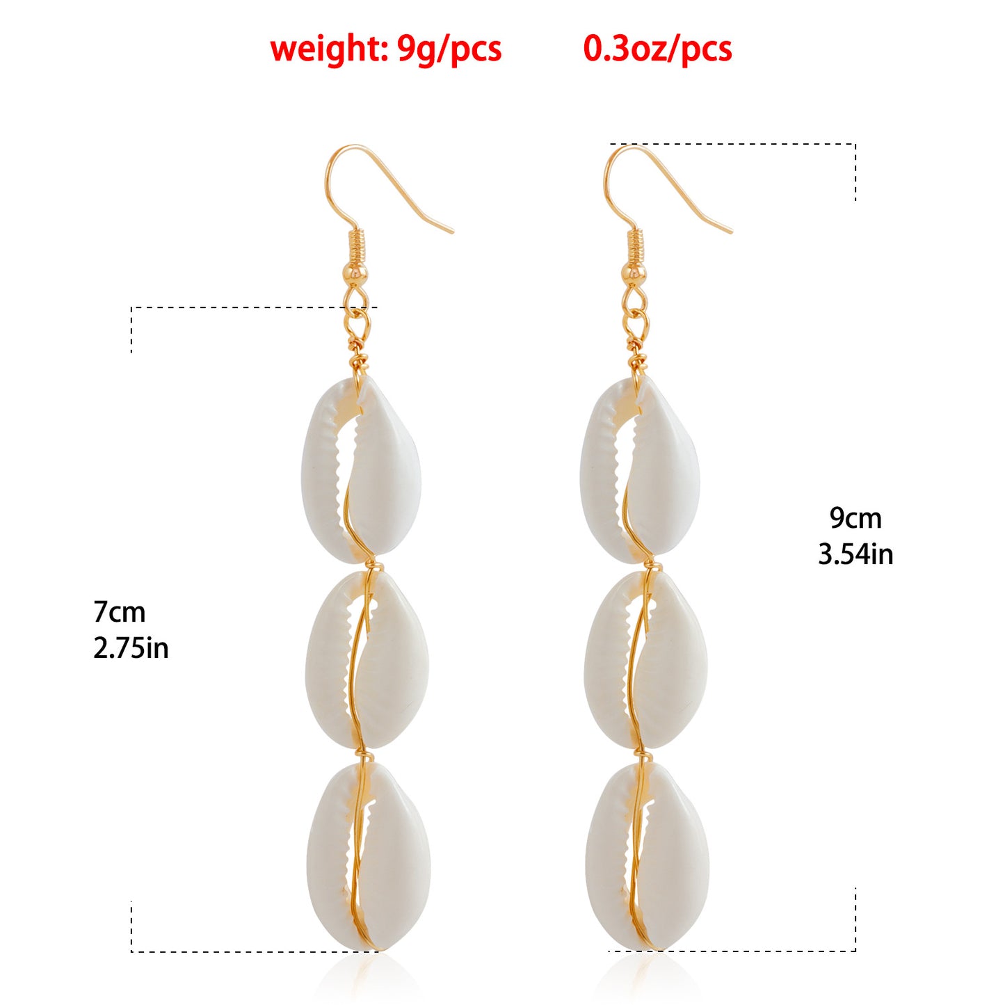 Minimalist Beach-Inspired Natural White Shell Earrings for Women with Geometric Shape and Plated Finish