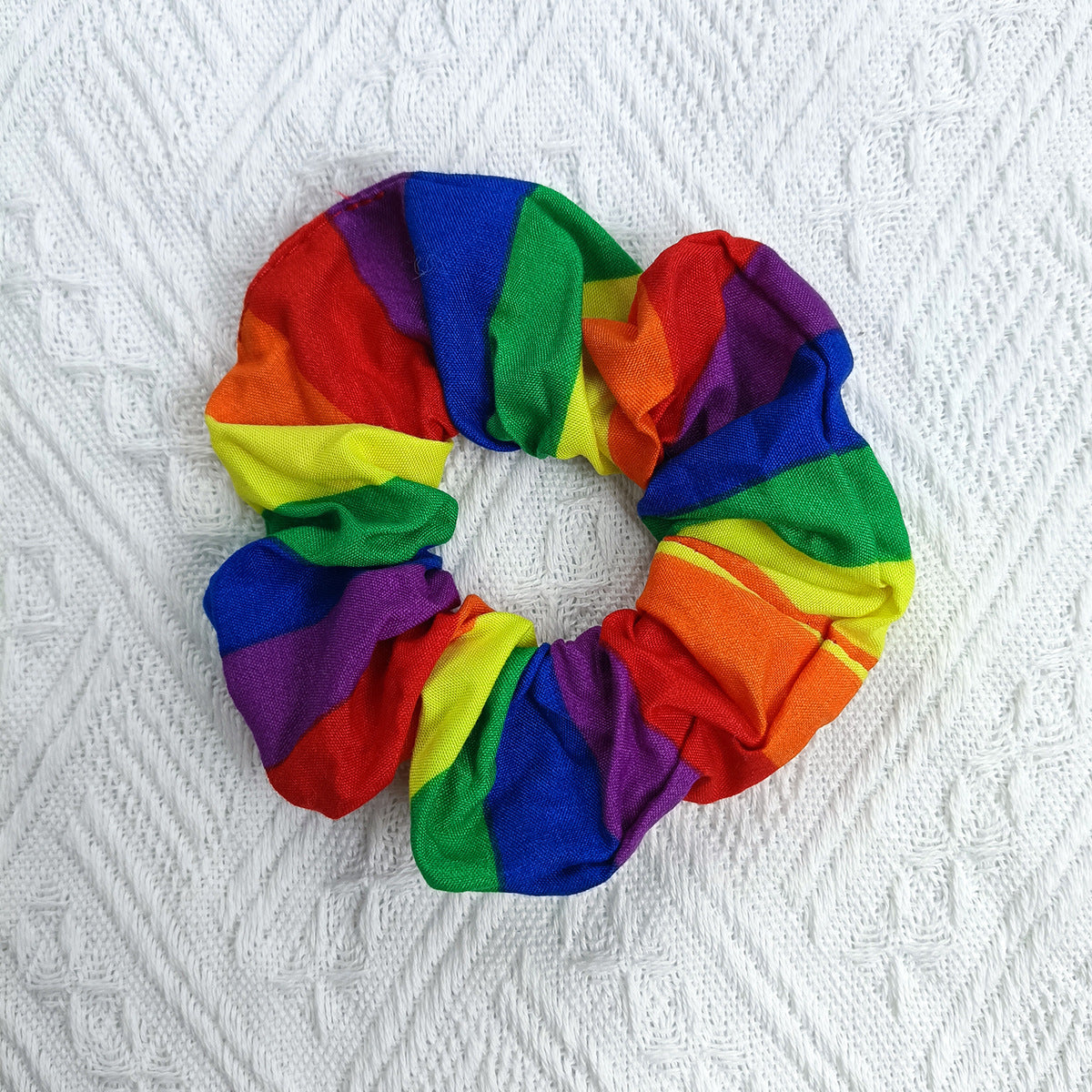 Elegant Geometric Checkered Printed Polyester Scrunchie for Women