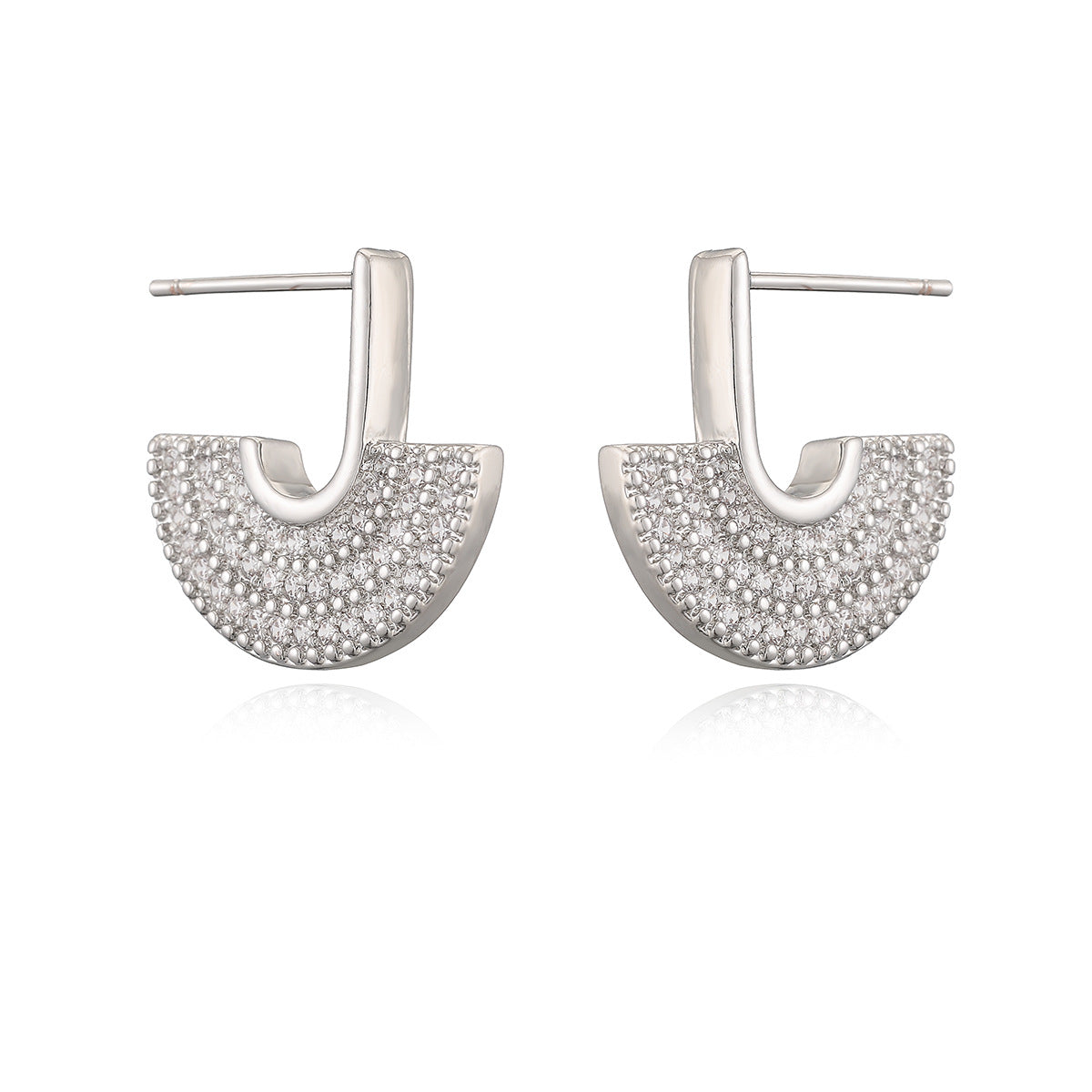 Minimalist Elegant Geometric Gold Plated Brass Cubic Zirconia Earrings for Women