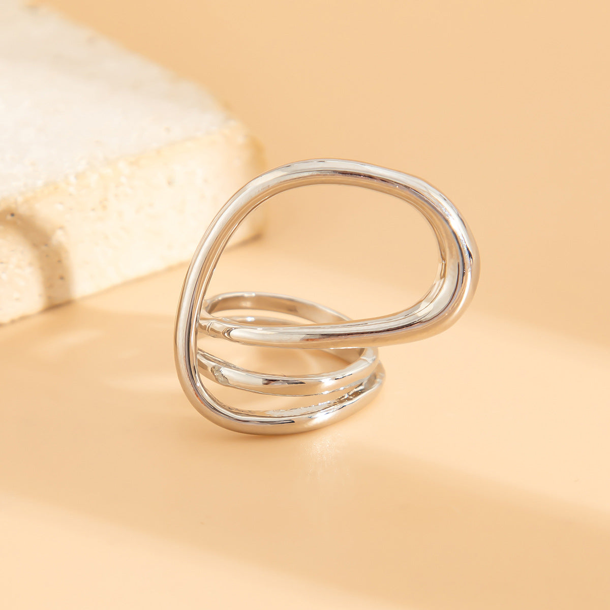 Minimalist Geometric Zinc Alloy Plated Openwork Cuff Bracelet Set