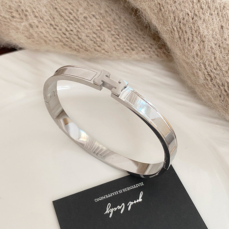 Letter Titanium Steel Plated Bracelet for Women