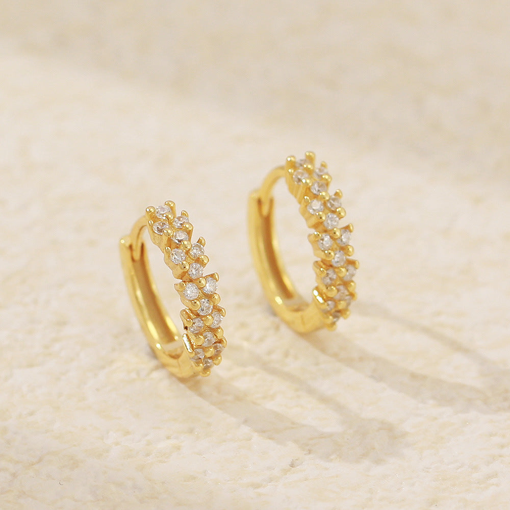 Orecchini a Cerchio da Donna Minimalisti Geometrici S925 in Argento Sterling con Strass
