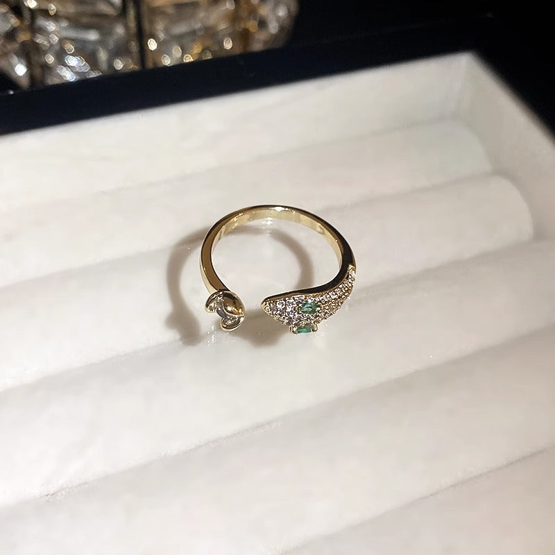 Anello a serpente minimalista in zircone in acciaio al titanio con finitura placcata, per donne, gioielli da dito