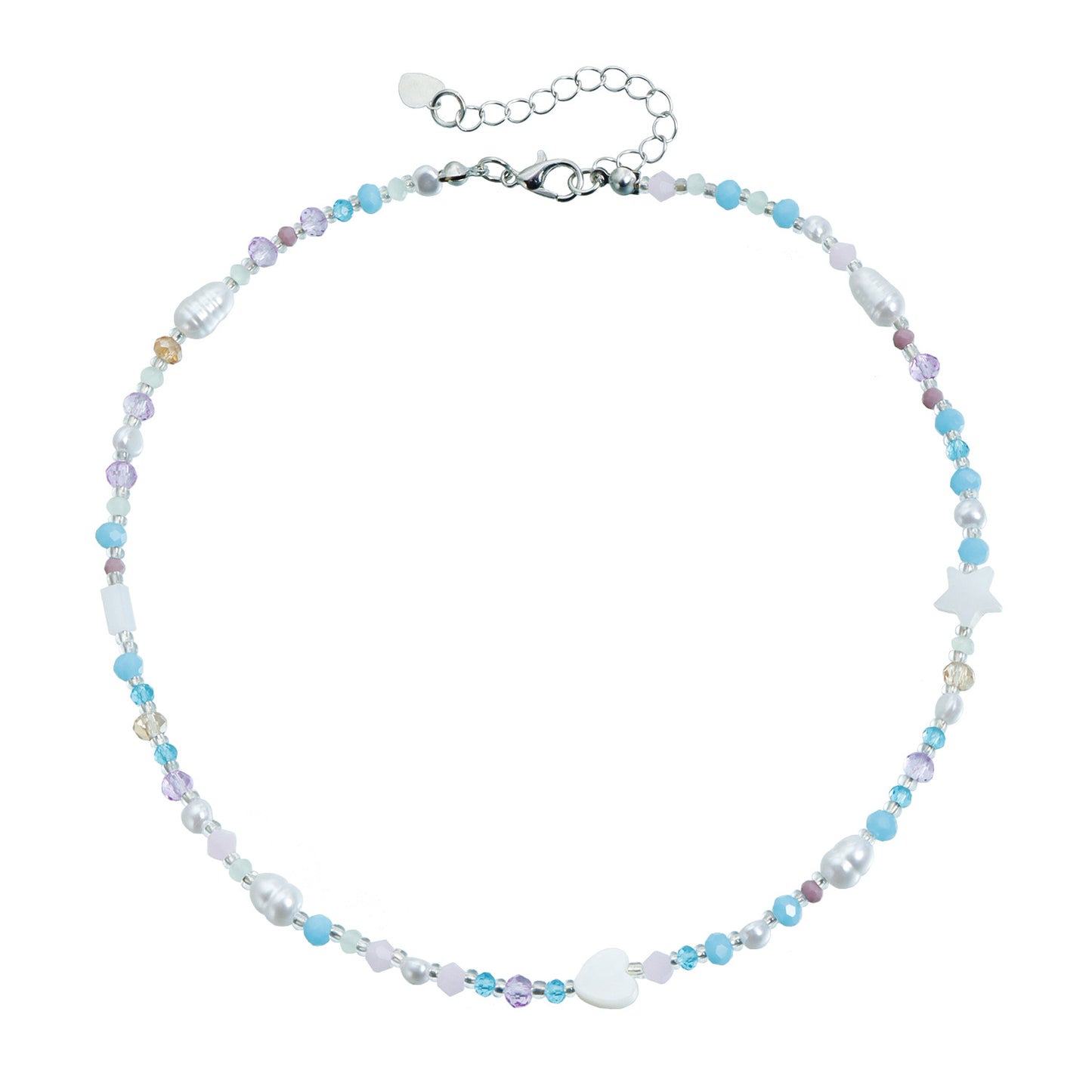 Casual Colorful Crystal Heart Geometric Alloy Plated Necklace for Unisex