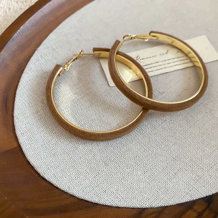 Pendientes de aro redondos geométricos minimalistas de terciopelo flocado para mujer de plata de ley 925