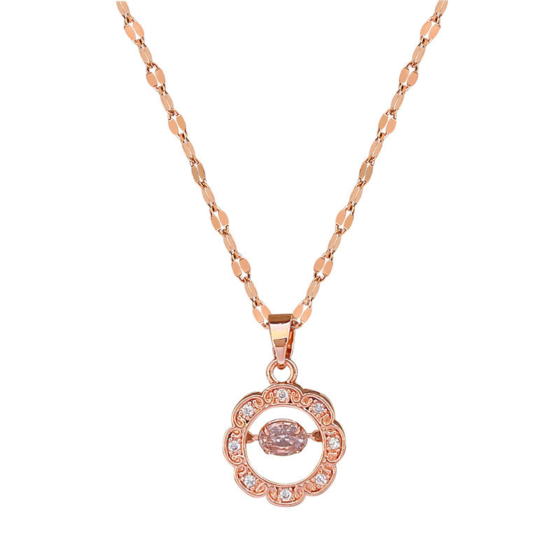 Collana con ciondolo a luna geometrica minimalista da donna e da uomo con catena in acciaio inossidabile e intarsio di strass