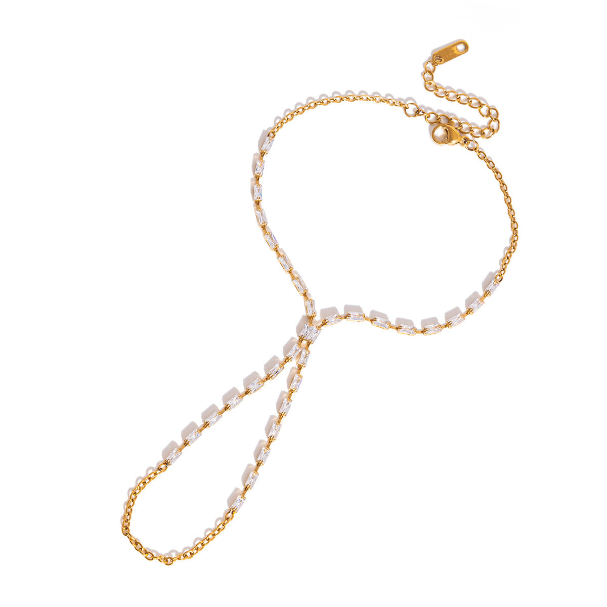 Elegant Geometric Stainless Steel Plated Cubic Zirconia Link Bracelet for Women