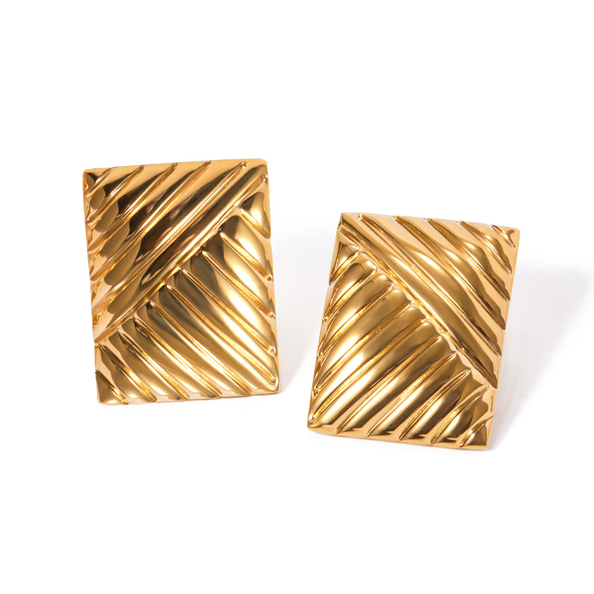 Minimalist Geometric Stainless Steel Earrings with 18K Gold Plating for Women