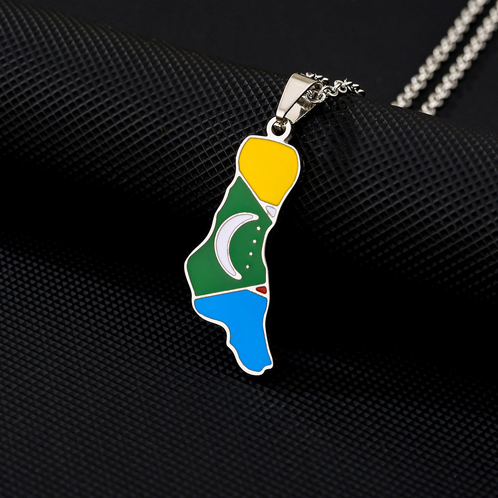Collana con pendente geometrico minimalista in acciaio inossidabile con finitura smaltata per donna e uomo