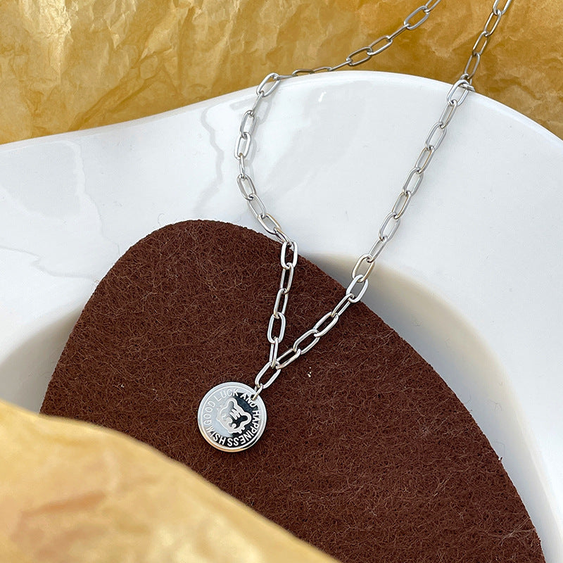 Collana con Pendente a Forma di Tigre in Acciaio al Titanio con Placcatura in Oro, Stile Medaglione, per Donne e Uomini, Catena per Clavicole