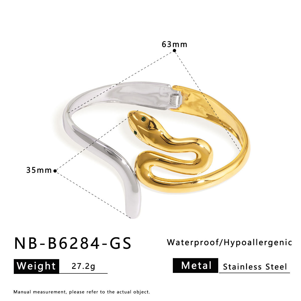 Minimalist Geometric Stainless Steel Wide Cuff Bracelet with 18K Vacuum Plating for Women