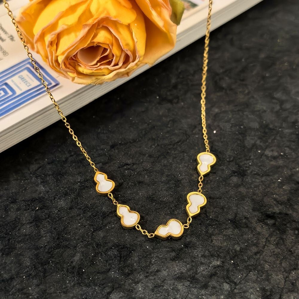 Minimalist Elegant Titanium Steel Plated Gourd Pendant Necklace for Women
