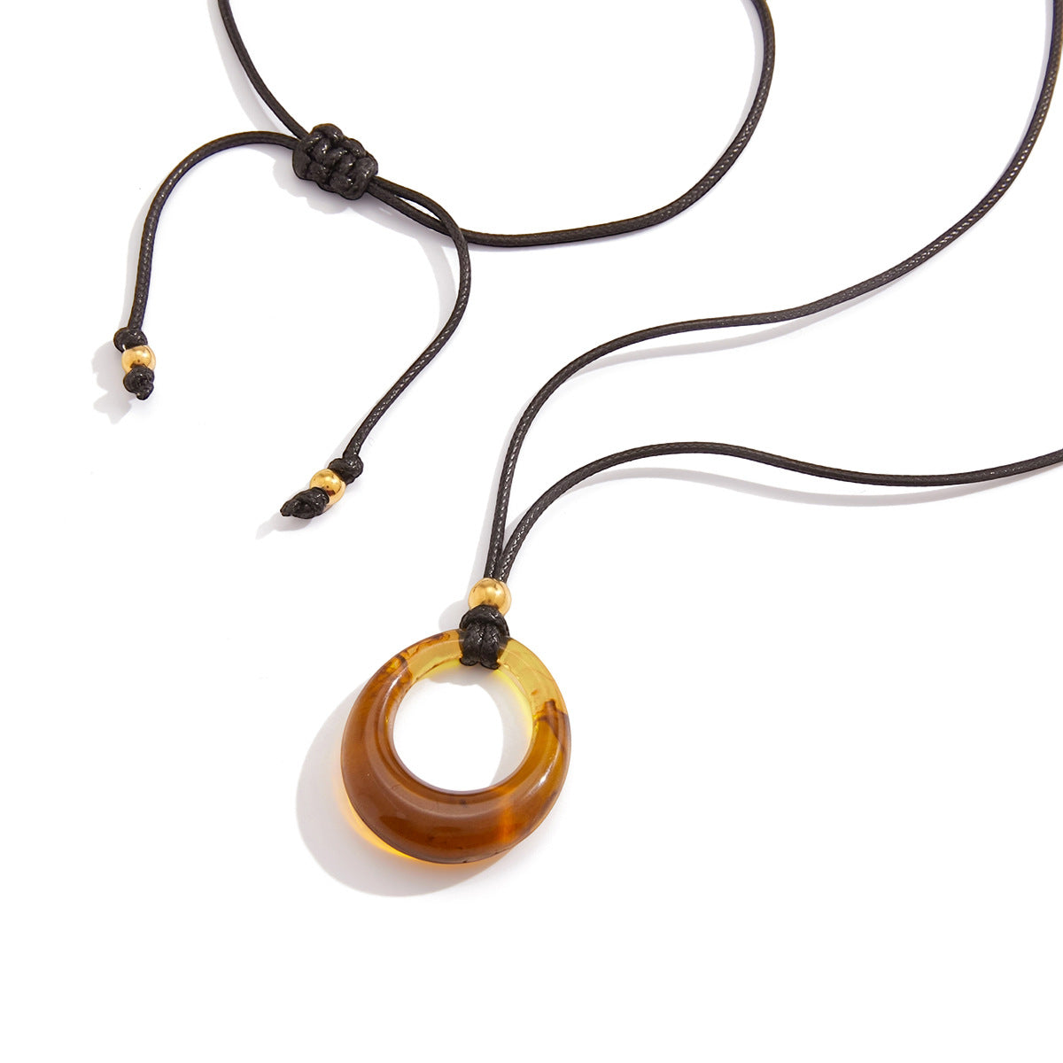 Collana con Ciondolo in Resina Ambra Geometrica alla Moda da Donna con Catena in Acciaio Inossidabile e Ciondolo in Acciaio al Titanio, Finitura Galvanizzata