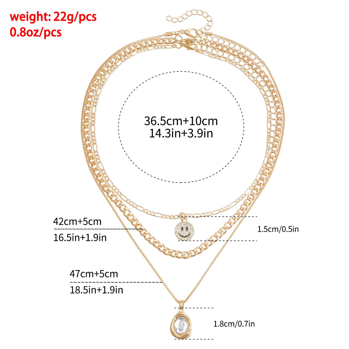 Fashionable Smile Crystal Pendant Necklace for Women with Alloy Material and Plated Finish, Clavicle Chain Design in Cartoon and Geometric Shapes