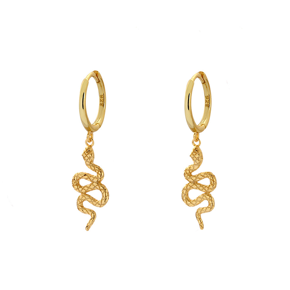 Orecchini a clip creativi a forma di animale in argento sterling S925 con intarsio di strass e finitura smaltata, unisex