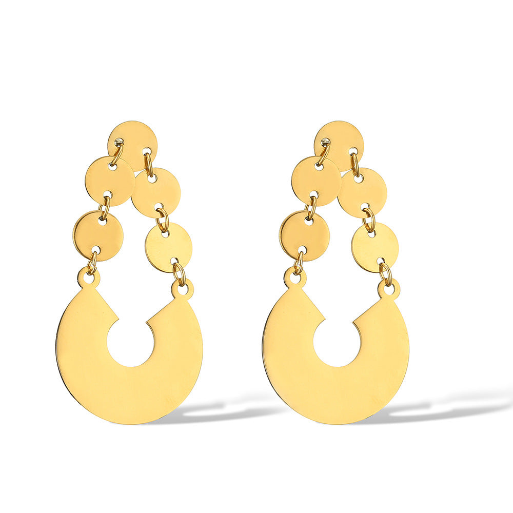 Minimalist Irregular Geometric Titanium Steel Earrings for Women with Retro Chic Aesthetic