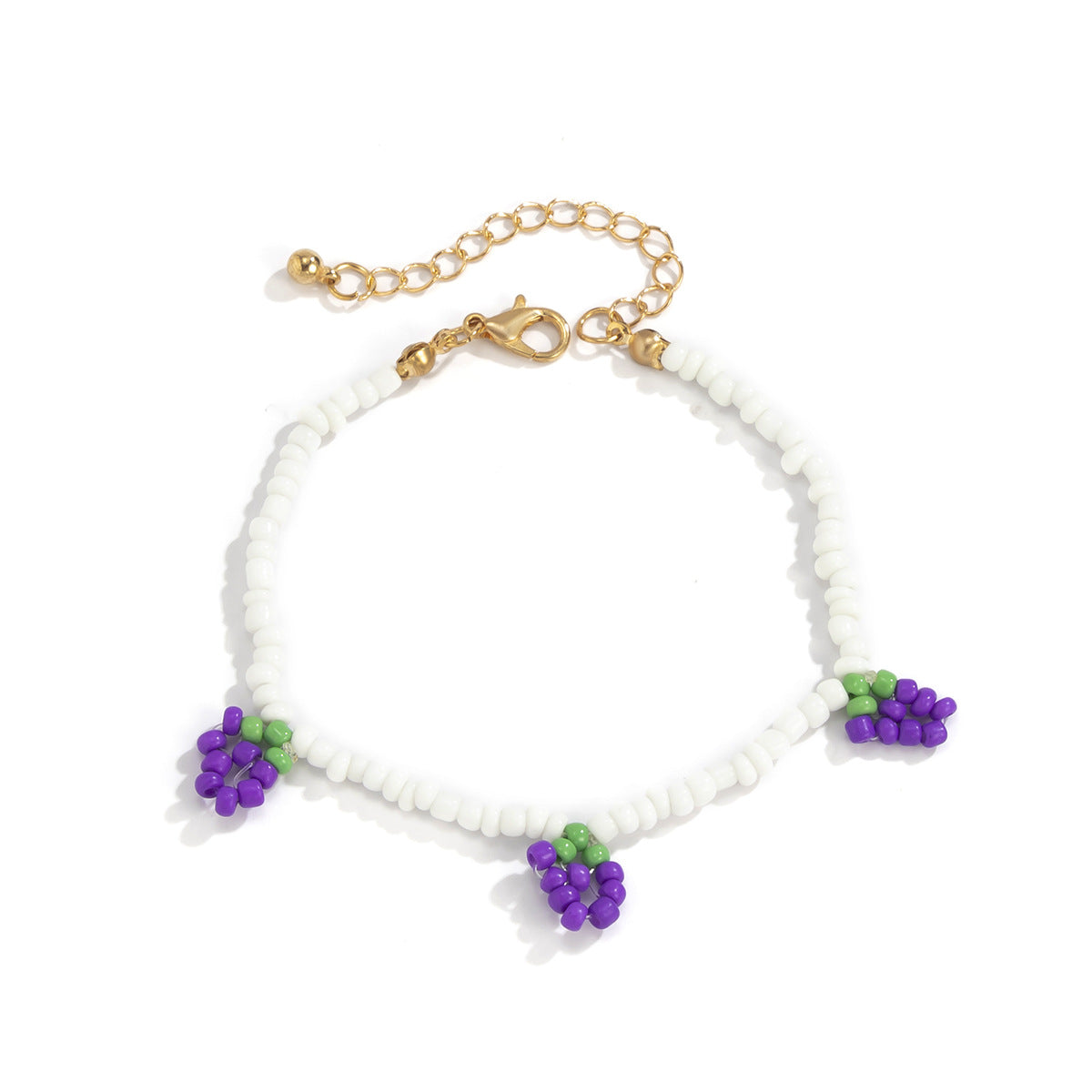 Sweet Minimalist Fruit Grape Handmade Woven Glass Bead Pendant Necklace