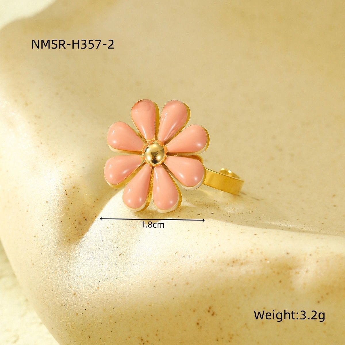 Anillo minimalista de acero de titanio con forma de margarita para mujer con acabado esmaltado, joyería de moda hipoalergénica y resistente a la decoloración