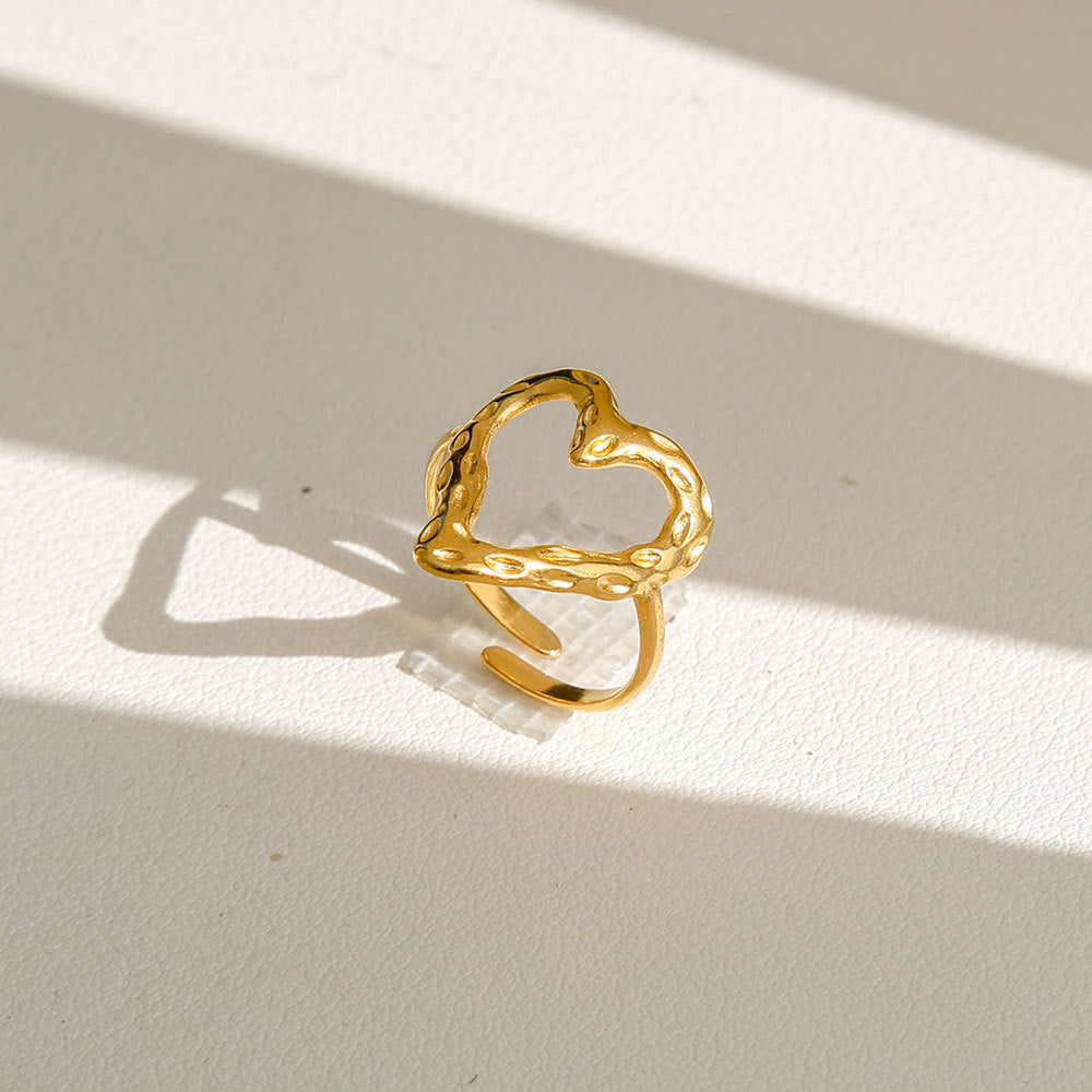 Anello di tendenza da donna in acciaio inossidabile geometrico placcato oro con perle e fiori stile Instagram