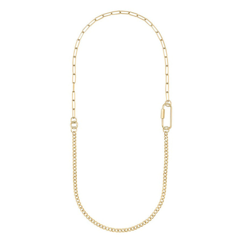 Punk Style Geometric Stainless Steel Plated Necklace for Women with Thick Chain Design