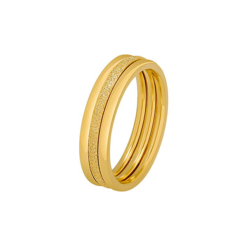 Anello da donna in acciaio al titanio geometrico minimalista con finitura lucida e opaca, set di anelli da dito per coppie