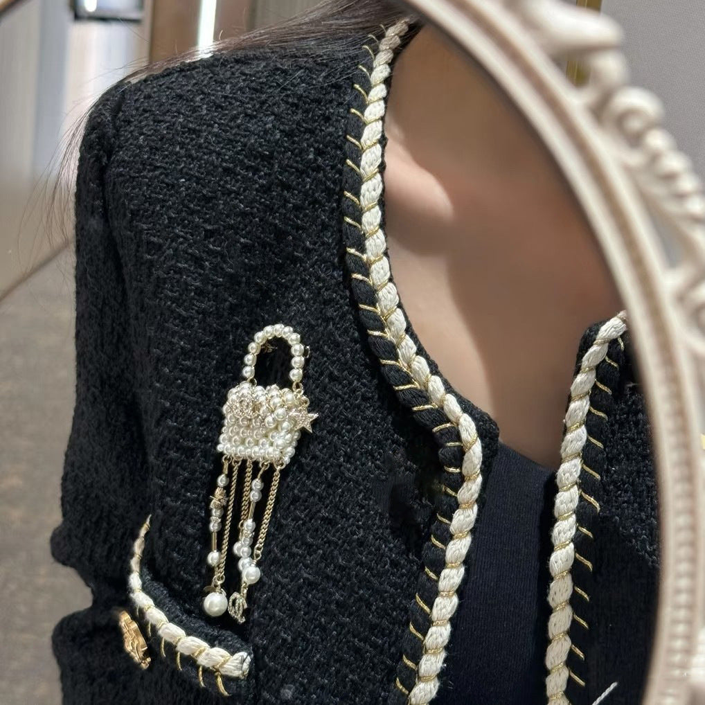 Luxury Letter Rhinestone Pearl Bracelet Necklace Earring Set for Women