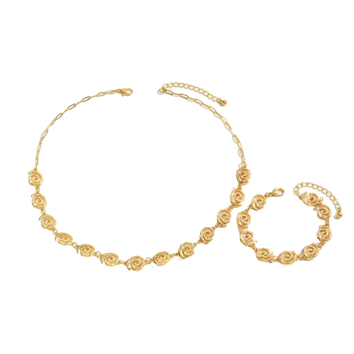 Set collana e bracciale da donna in lega placcata oro 18 carati con design geometrico simbolo leggero di lusso
