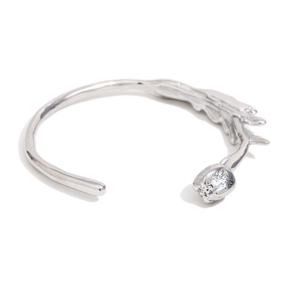 Bracciale alla moda minimalista con farfalla fiocco stella luna vuota fiore in acciaio inossidabile placcato oro 18K