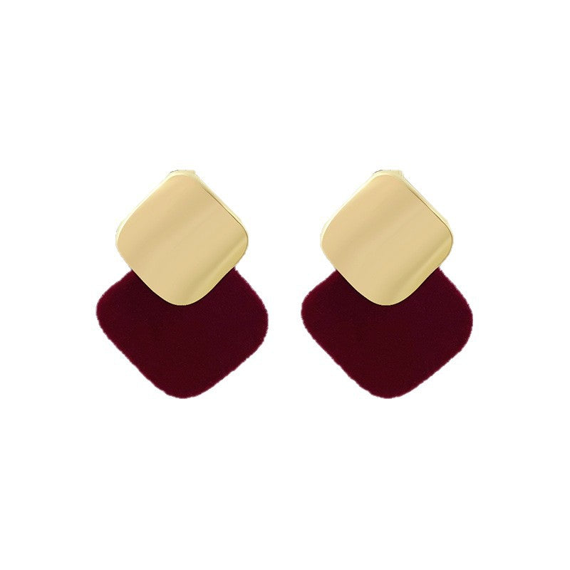 Orecchini a perno quadrati geometrici moderni e minimalisti in lega placcata argento con perni in acciaio inossidabile da donna per l'uso quotidiano in ufficio