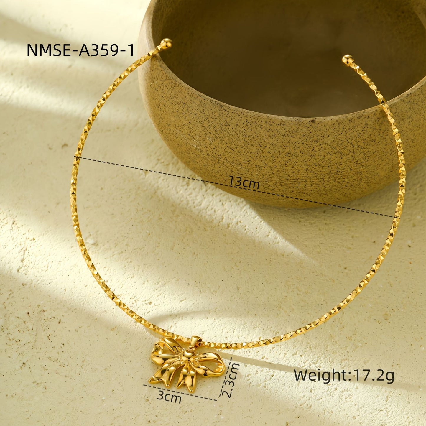 Collana Pendente Fiocco alla Moda da Donna in Acciaio al Titanio con Finitura Placcata, Catena Regolabile per Clavicola