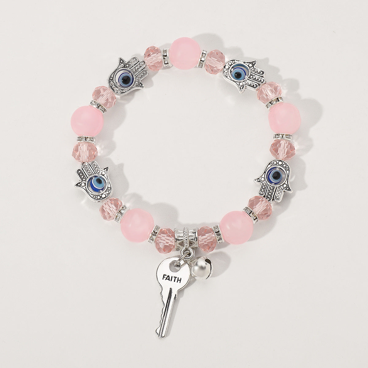 Pulsera étnica hecha a mano con forma de llave geométrica para mujer con cristal artificial y detalles de piedra natural