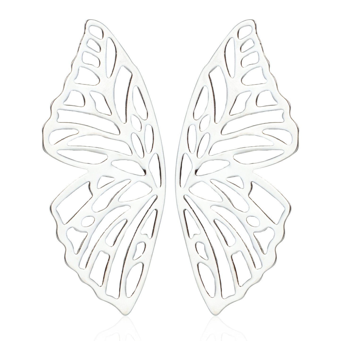 Punk Style Butterfly-Shaped Hollow Alloy Stud Earrings for Women with Plated Finish