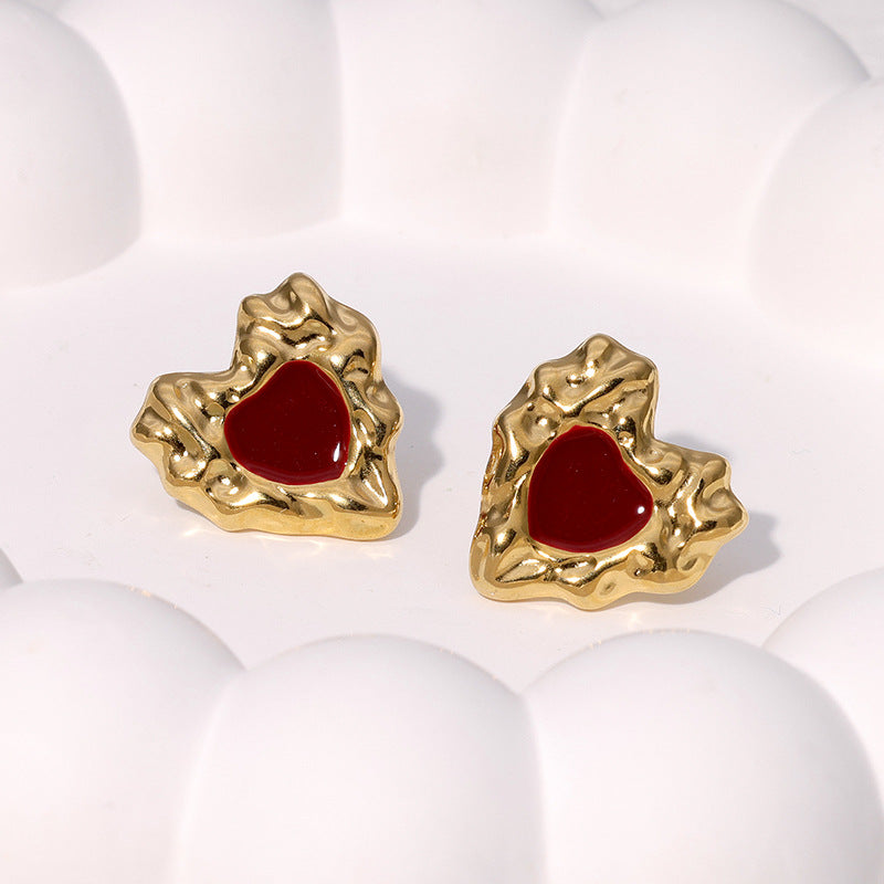 Minimalist Luxury 18K Gold Plated Heart Stainless Steel Earrings for Women
