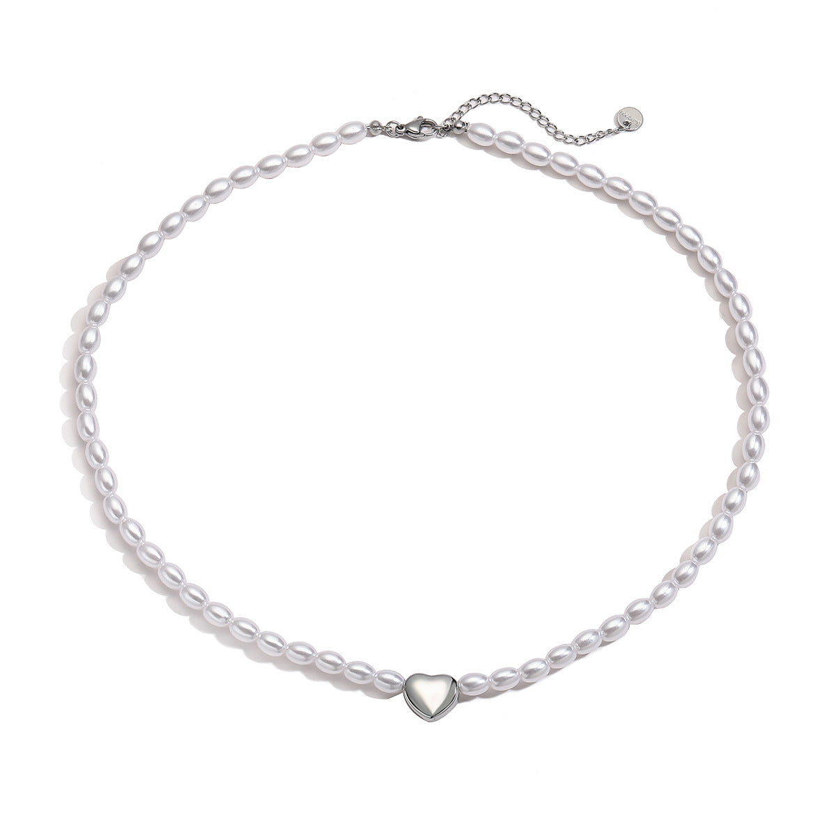 Collar Minimalista de Perlas de Acero Inoxidable con Baño de Oro de 18K en Forma de Corazón para Mujer con Delicado Diseño de Clavícula