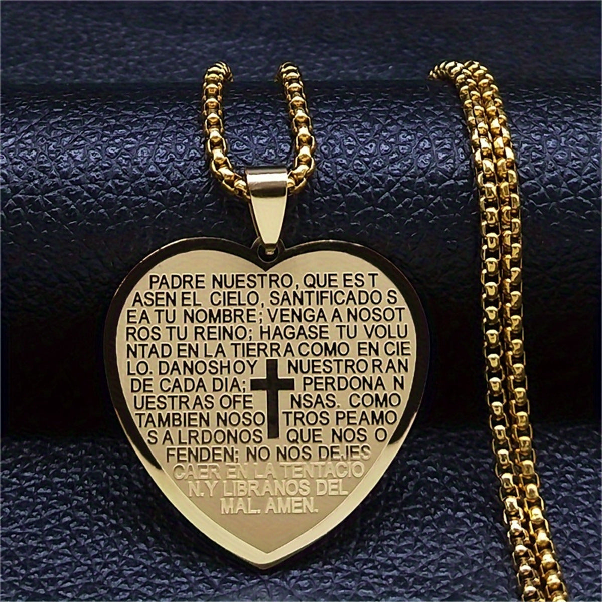 Vintage Style Heart and Cross Pendant Necklace in Stainless Steel with Titanium Steel Pendant and Plated Finish for Unisex Wear