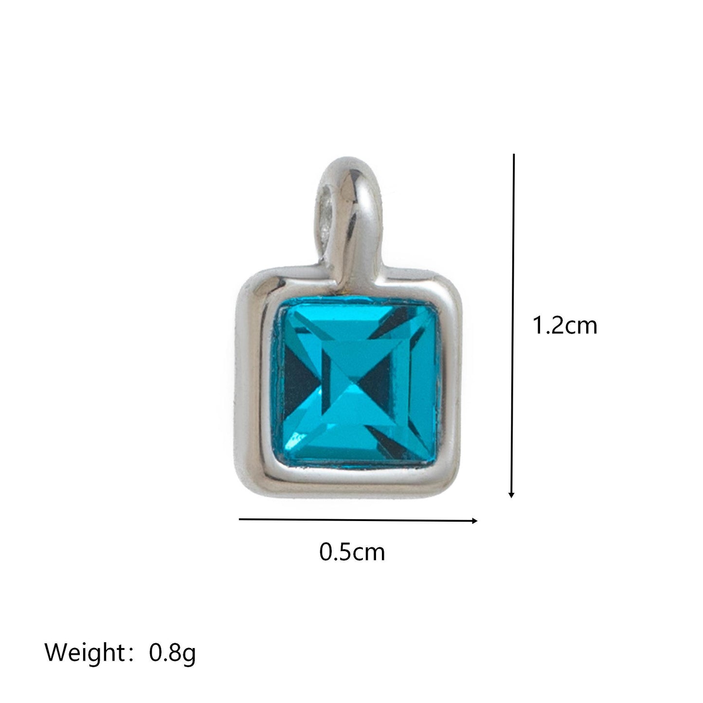 Minimalist Square Titanium Steel Gemstone Pendant with Cubic Zirconia Inlay Charm Bar for Women