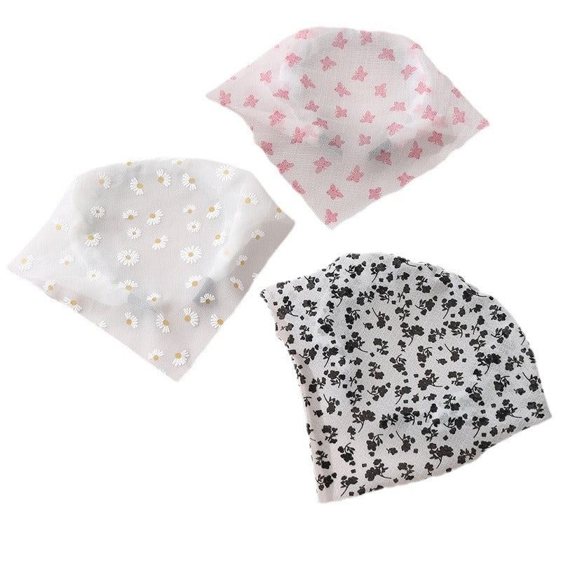 Set di fasce per capelli per bambini in tessuto a fantasia geometrica con finiture in pizzo e accessori per capelli in maglia