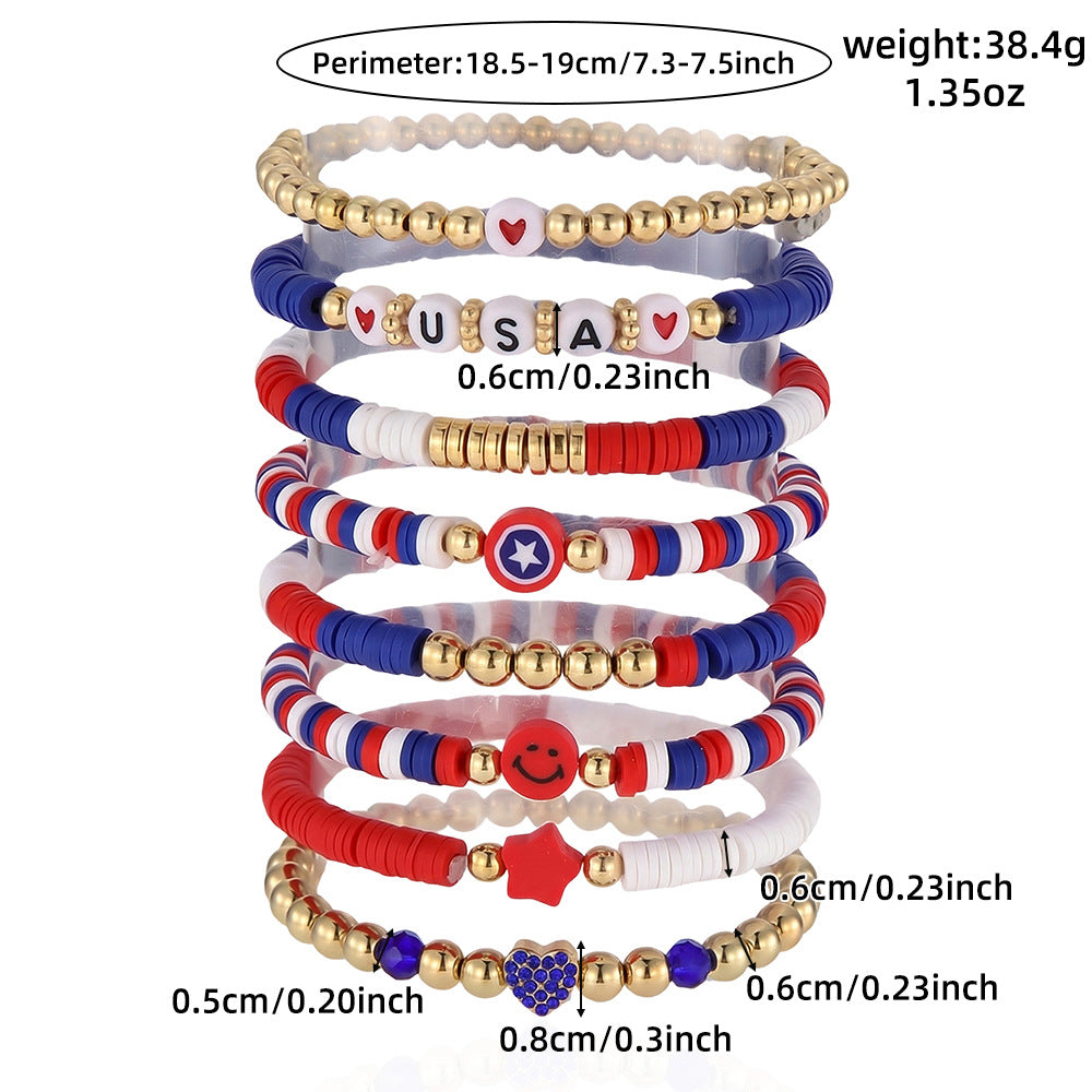 Unisex Geometric Letter Resin Beaded Bracelet Set