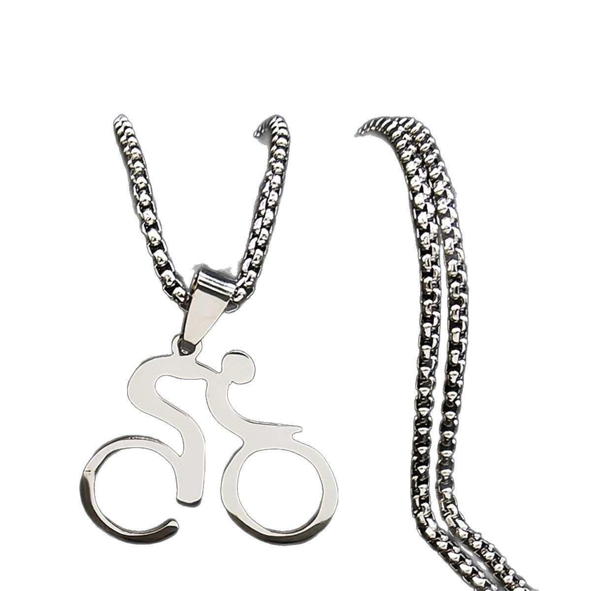 Minimalist Bicycle Pendant Necklace in Stainless Steel with Silver Plating for Unisex Daily Wear