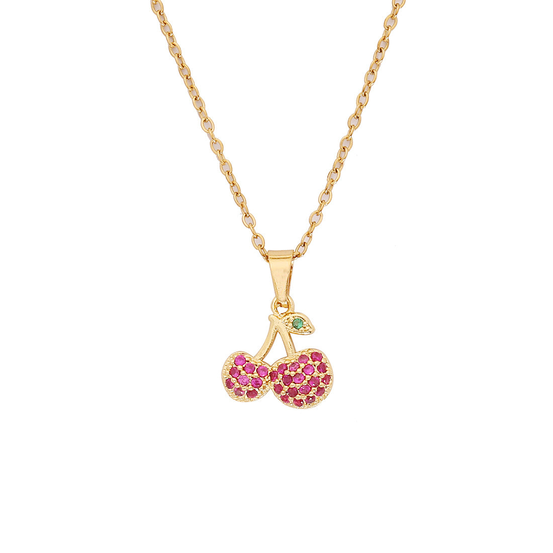 Graziosa collana con ciondolo a fragola e ciliegia in acciaio inossidabile dallo stile fresco e dolce