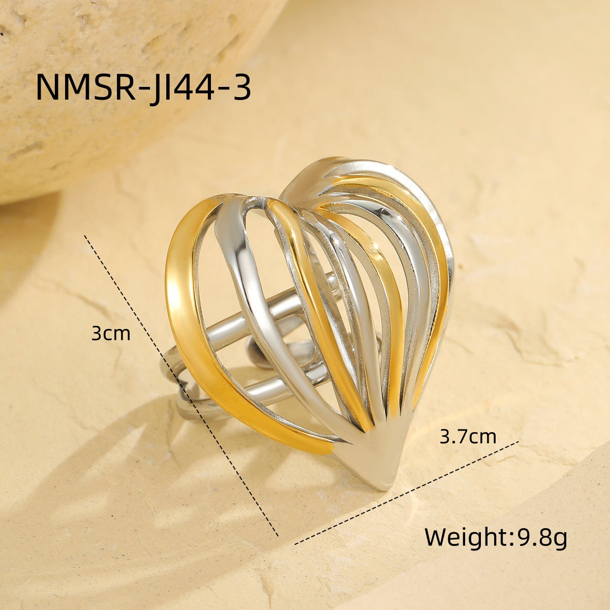 Collana con ciondolo a forma di cuore in acciaio inossidabile placcato oro per donna alla moda