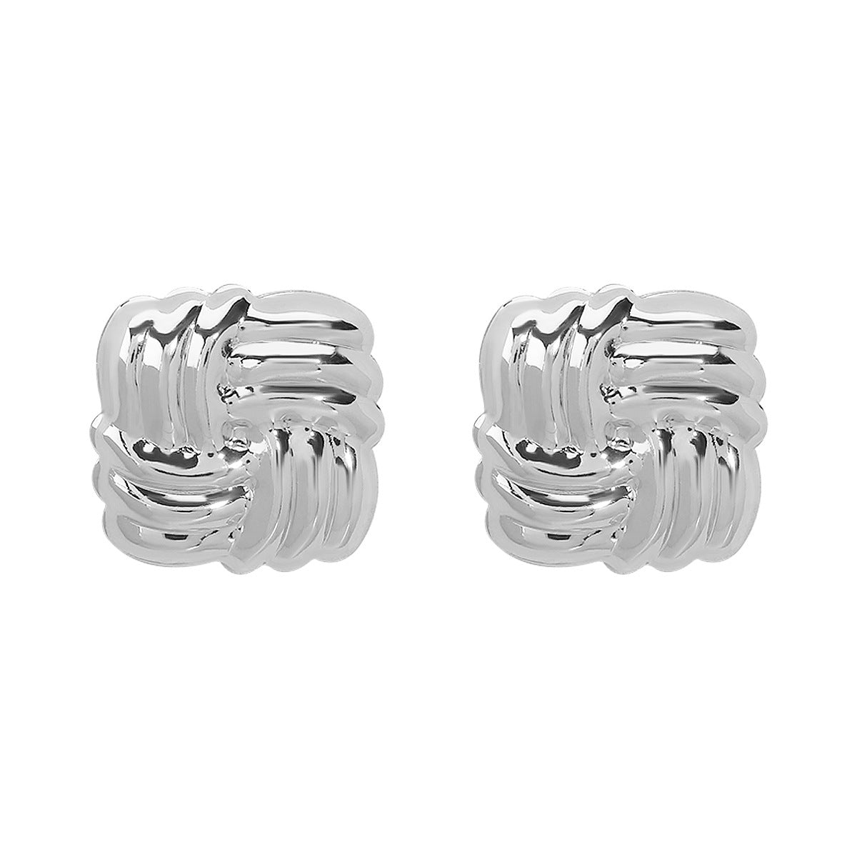 Pendientes de tuerca cuadrados geométricos para mujer con acabado de hierro galvanizado y diseño de inspiración vintage francés