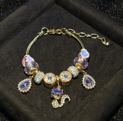 Minimalist Luxury Blue Crystal Teardrop Butterfly Charm Bracelet for Women