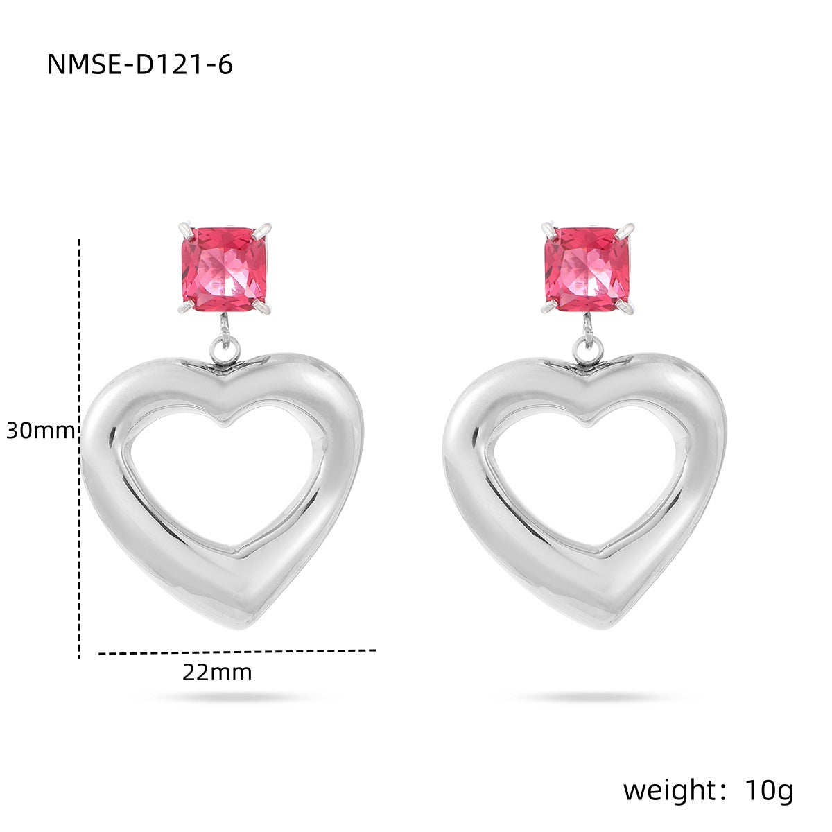 Fashionable Minimalist Heart-Shaped Zirconia-Set Titanium Steel Stud Earrings for Women with Plated Finish