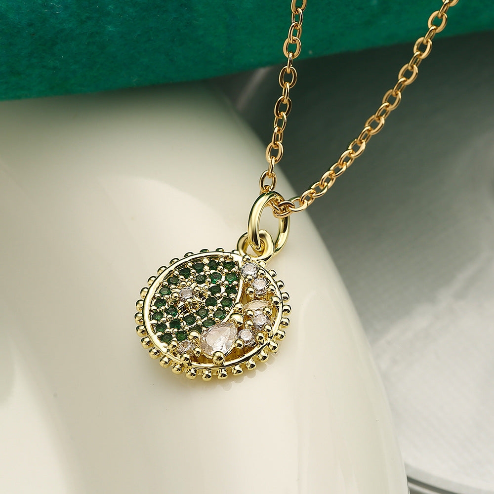 Minimalist Star and Moon Pendant Necklace for Women with Gold-Plated Copper Base and Zircon Inlay, Delicate Clavicle Chain